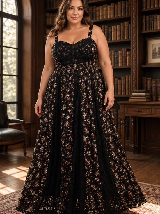 torrid Dresses & Skirts - Floral Lace Panel Black Maxi Dress - Torrid